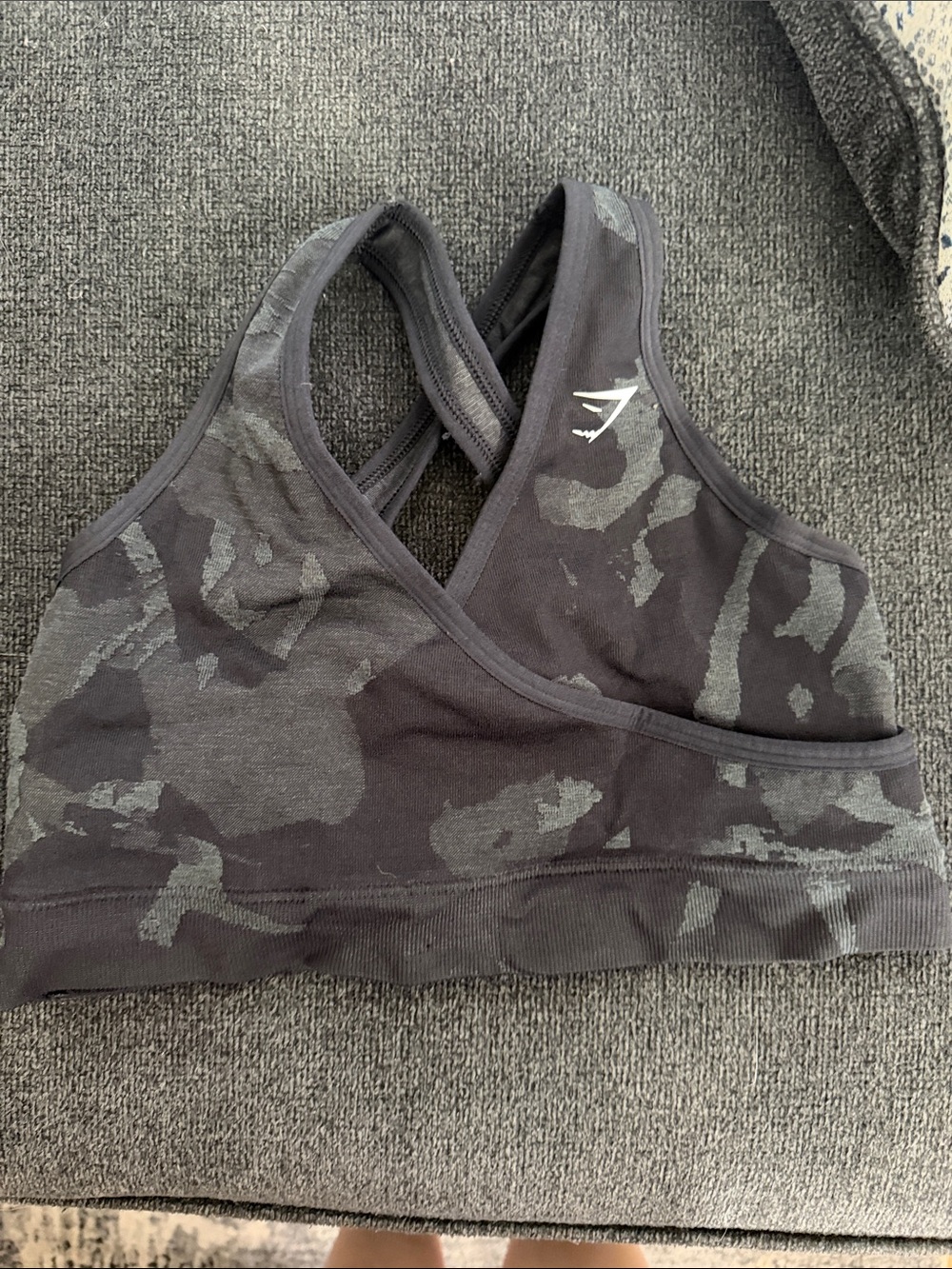 Gymshark Black & Grey Camouflage Seamless Sports Bra